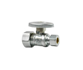 Brass Oval Handle with 1/4 Turn Ball Valve - Lead Free - Straight (1/2" Compression)